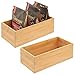 mDesign Juego de 2 cajas de bambú de almacenaje – Organizador de cocina de madera de bambú ecológica – Caja para infusiones rectangular para armarios de cocina, cajones o despensa – color natural