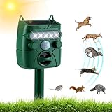 Cat Repellent for Gardens UK, Outdoor Solar Ultrasonic Cat Deterrents for Gardens UK with PIR Sensor Flash Ground Stake Fox Repellent IP45 Waterproof with 5 Modes for Dog Squirrel Rabbit Rat Rodent