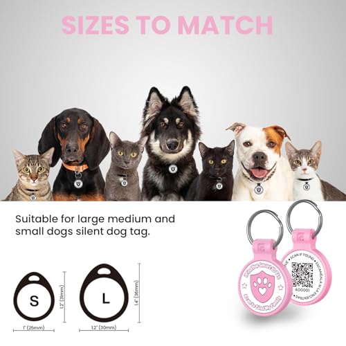 Médaille pour collier d'animal code QR anti-perte en silicone souple rose S - 2