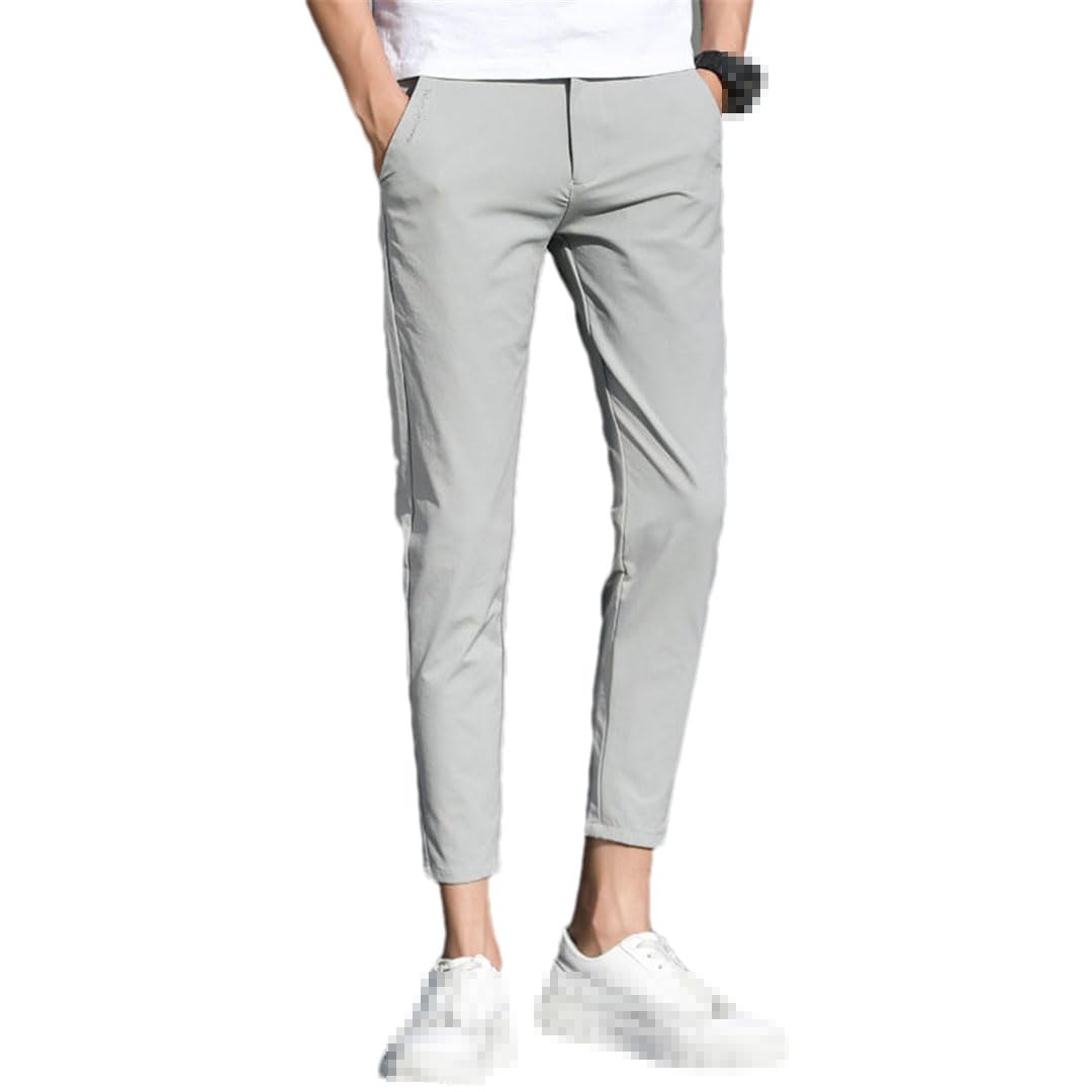 Vogrtcc Pantalones Casuales Ajustados para Hombres Pantalones con Cintura Elástica Pantalones hasta Los Tobillos