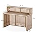 LITTLE TREE 57-Inch Reception Counter, Boho Style Front Desk, Modern Checkout Counter, Reception Desk for Retail, Lobby, Salon, Office, Oak