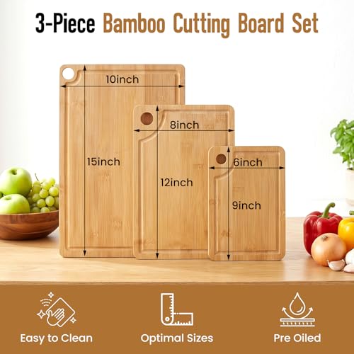 Set 3 Tablas de Cortar Rectangulares de Bambú miniatura 2