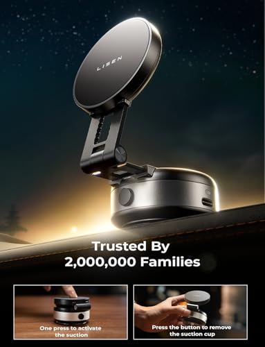 LISEN for iPhone 17 Electric Suction Cup Phone Mount, Vacuum Electric Suction Cup Phone Mount, for MagSafe Magnetic Suction Mount for iPhone 16/15/14/13/12,Black Kits — view 5