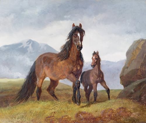 Peinture murale une jument et poulain Frederick Herring de qualité supérieure