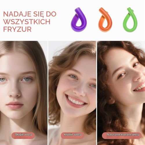 Premium papilotki wałki do włosów - 40 sztuki do delikatnych i naturalnych loków! Nadaje się do dużych i małych loków na noc, elastyczna końcówka, wielokolorowa