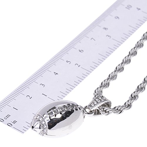 Men's Silver-Tone Football Pendant With 20" Rope Chain HC 1120 S2