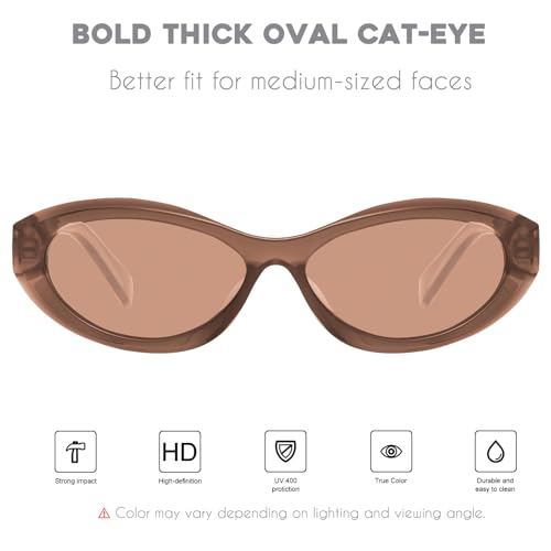 Image of mosanana Oval Cat Eye Sunglasses for Women Retro Y2K Style MS52372