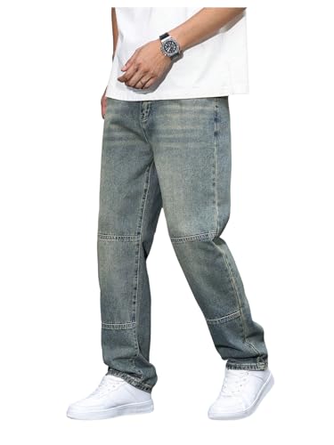 Verdusa Men's Straight Leg Jeans Baggy Denim Pants Vintage High Waist Loose Trousers