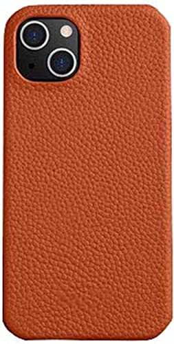 Étui iPhone 14 Plus marron motif lychee idéal pour le bureau et sorties
