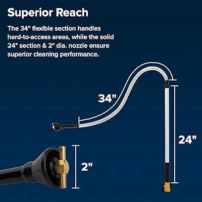 Camco RV Holding Tank Swivel Stik Rinser - Features Powerful Rotary Cleaning Action & 34-Inches of Flexible Reach - Equipped with 1/4 Turn Shutoff Valve & Ergonomic Easy Grip Handle (40074)