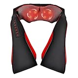ENTSPANNUNG IN ALLEN KÖRPERTEILEN - Nacken-Schulter-Massagegerät ergonomisches Design, sie können eine Ganzkörper-Tiefenmassage in Ihrem komfortablen Wohnzimmer genießen. Rückenmassagegerät mit Hitze kann perfekt auf den Nacken, den unteren Rücken, die Schultern, die Taille, die Waden, den Fuß, die Beine und die Arme einmassieren schmerzmuskel. Die langen Tragegriffe können auch zum Einstellen der Massageposition und -stärke verwendet werden.