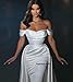 Plus Size Wedding Dresses for Women Off Shoulder Pleats Satin Strapless Bridal Gown Detachable Train Long Beach Mermaid Bride Dress Lace Up Back Style3 Ivory US18W