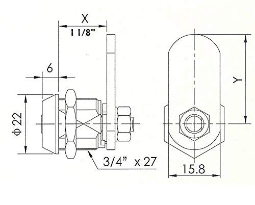 Westway Locks 1 1/8" Tubular Cam Lock With Chrome Finish - Keyed Alike 4 Pack With 2 Keys, 1 1/4" Cam And Offset Cam Lock - Cabinet Lock, Drawer Lock, Rv Compartment Lock, File Cabinet Lock #TOP6