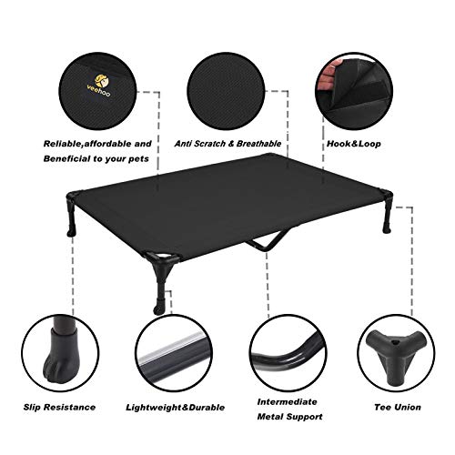 Veehoo Cooling Elevated Dog Bed, Portable Raised Pet Cot With Washable & Breathable Mesh, No-Slip Rubber Feet For Indoor & Outdoor Use, X Large, Black #TOP1