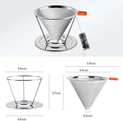 Filtre à café réutilisable en cône inox idéal pour le camping - 3