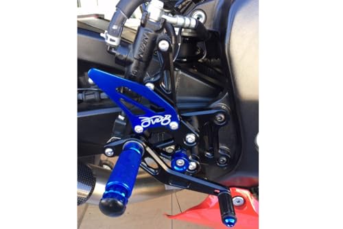 Commandes reculées GSXR 1000 réglables platines anti glisse bleu