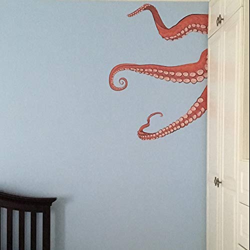 Wallums – Octopus Tentacles Printed Wall Decals For Bathroom, Ocean Murals Peel And Stick, Repositionable Underwater Decals For Walls, Blue Colored Octopus Decor, 48 X 34 Inches Vinyl Wall Decal #TOP2