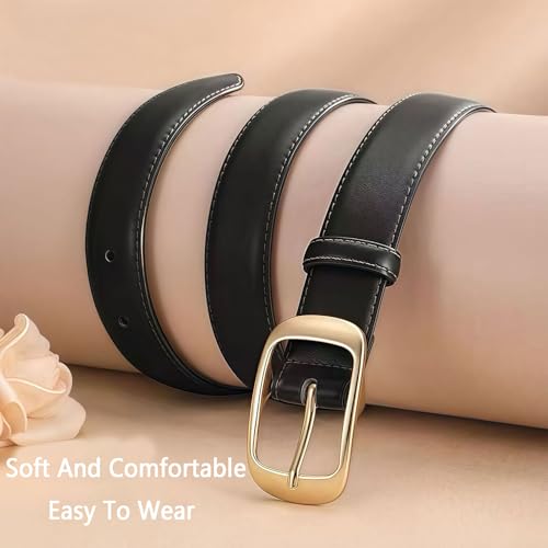 Soft And Comfortable Womens Belt With Gold Buckle,Leather Belt Accessories For Jeans Pants Ladies Dress Waist Belt3