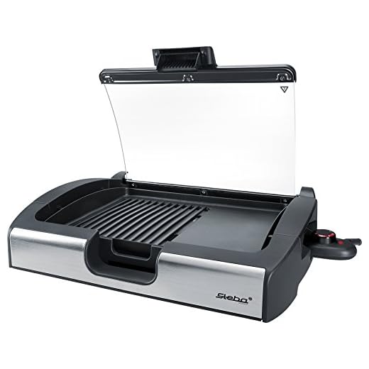 Steba VG200 BBQ Tischgrill mit Glasdeckel, 38 cm l x 58 cm w x 10,3 cm h