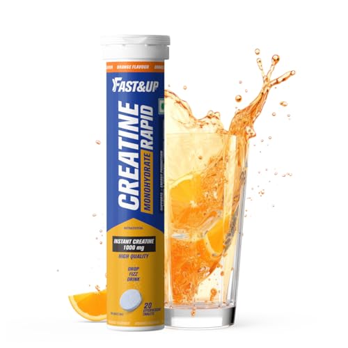 Image of Fast&Up Creatine Effervescent Tablets | Rapid Absorption | Orange Flavour | Creatine Monohydrate for Strength, Power, Recovery & Lean Muscle Gain | 20 Tablets