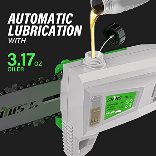 Soyus Cordless Pole Saw, Telescoping Electric Pole Chain Saw Auto Oiling, 2.0Ah Battery ,Multi-Angle Pole Chainsaw For Branch Cutting & Tree Trimming #TOP6