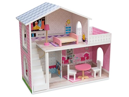 Teorema – Casa de los sueños de Madera, casa de muñecas con Muchos Accesorios, Altura 47 cm