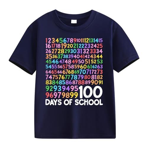 Children Kid 100 Days of School Opening 100 Days Anniversary T Shirt Print Tees Cotton Short Sleeve Tops Fashion Clothes