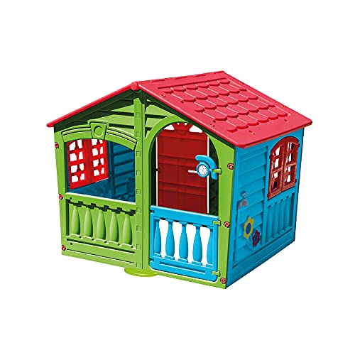 Sport1 House of Fun Gartenhaus für Kinder - Kinderspielhaus für Garten/Innen - Kinderhaus aus Kunststoff - Einfache Montage - Tür und Fenster zum Öffnen - Maße 130x111x115cm