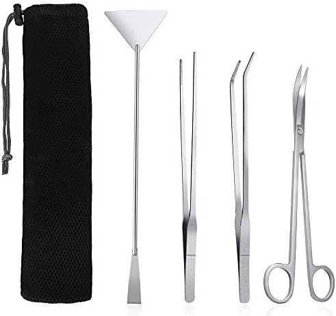 Lukovee Aquarium Tank Tool Kits, 4 in 1 Aquarium Clean Tools, Stainless Steel Tweezers Scissor Spatula, Fish Tank Plant Cutters Set for Aquatic Plants, Metal Aquarium Forceps Tools