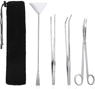 Lukovee Aquarium Tank Tool Kits, 4 in 1 Aquarium Clean Tools, Stainless Steel Tweezers Scissor Spatula, Fish Tank Plant Cutters Set for Aquatic Plants, Metal Aquarium Forceps Tools