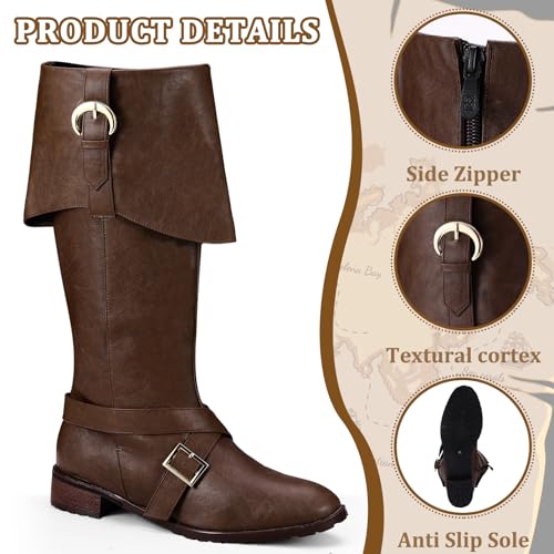Jiuguva Men's Pirate Medieval Boots, 15.5-16.5 Women/14-15men, Brown by Jiuguva - Used condition - Image 3
