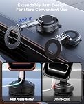 M08 Car Phone Holder for Car, Magnetic Car Mount with Extendable Arm, Foldable Dashboard & Windshield Phone Mount for Larger Phones Compatible with iPhone 17/16/15/14/13/12