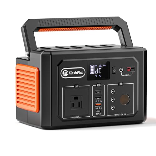 Flashfish Portable Power Station 400Wh, Electric Generator With Pure Sine Wave AC 400W(Surge 800W), 9 Outputs, Backup Battery Pack for Home, Camping, CPAP, Emergency Power Supply