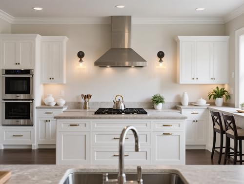 Image of Phansthy Hardwired Modern Wall Sconces, Retro Industrial Wall Lamps, Bathroom Vanity Sconces Wall Lighting with Striped Glass Shade for Bedroom Living Room Corridor Kitchen (Black + Clear Shade)