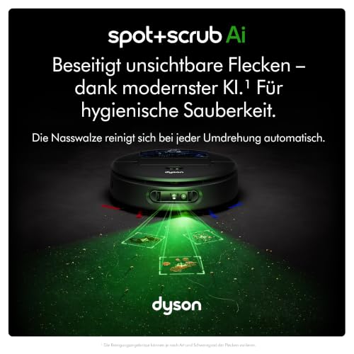 Dyson Spot+Scrub™ AI Nass- und Trocken-Roboterstaubsauger – Selbstentleerung, Selbstreinigende Nasswalze, 4-fache Teppich-Saugkraft, KI-Fleckenentfernung (Schwarz/Blau) – Ansicht 2