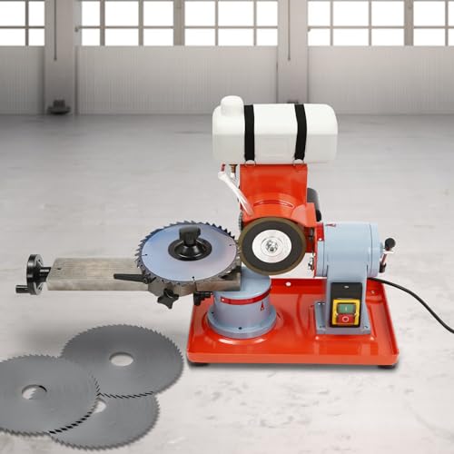 Circular Saw Blade Sharpener, 370W Manual Water Injection Rotary Angle Mill Grinder with Water Tank, Electric Saw Blade Grinding Machine for Wood, Plastic, Aluminum Alloy