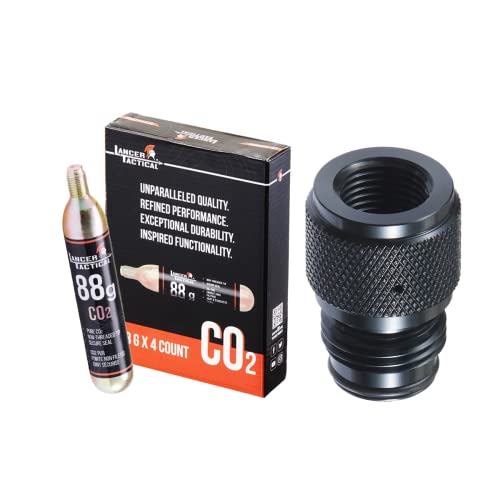 88g Co2 Cylinder Cartridge - Lancer Tactical 88g Airsource - 88 Gram with Adapter PCP2 for Paintball Guns - 4 Pack