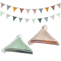 Per Puupaa Set Bandierine Triangolari In Tessuto Multicolore: 10 Metri, 36 Bandiere, Per Matrimoni, Compleanni, Baby Shower - 3