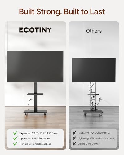 Image of Steel Base Rolling TV Stand for 32-75 inch TVs up to 110 lbs, Black