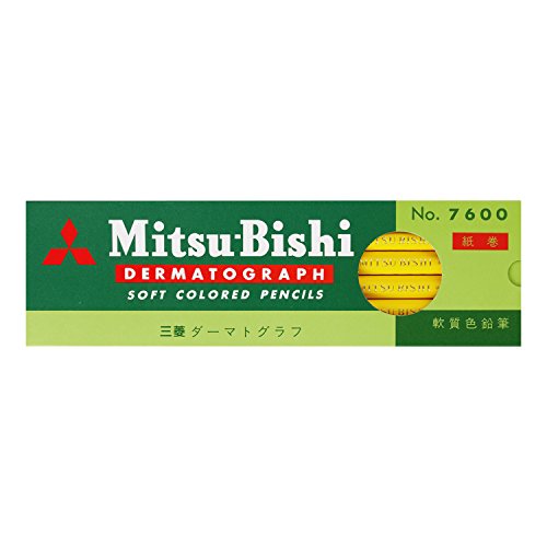 Amazon | 三菱鉛筆 色鉛筆 油性ダーマトグラフ No.7600 黄 1ダース 1cm