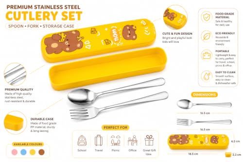 Image of Cutlery Set with Box for Dining | Stainless Steel Spoon, Fork | Reusable Tableware for Home, Kitchen, Office, Restaurant & Travel | Durable Mirror Finish Flatware
