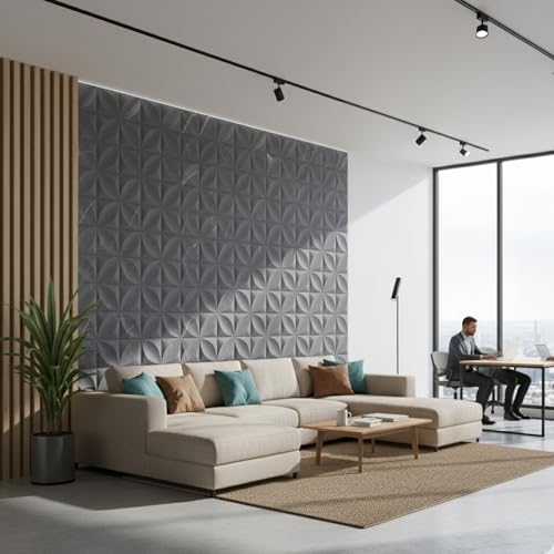 Image of Kayra Decor PVC Wall Panel Butterfly Design Gray Marble Color 19.7 inch x 19.7 inch (Pack of 40) - Covers 107.80 Sq. Ft.