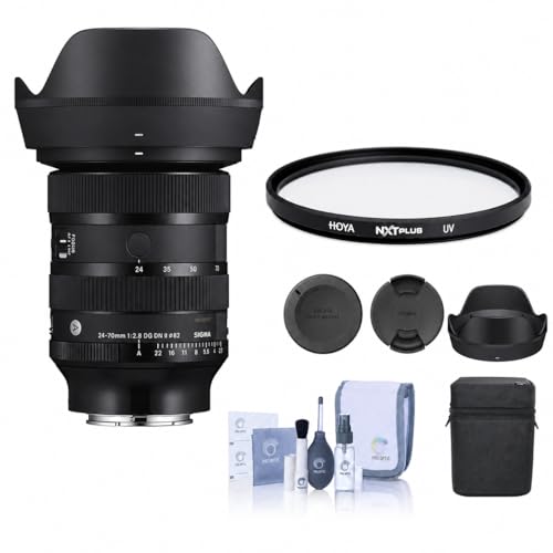Sigma 24-70mm f/2.8 DG DN II Art Lens for Sony E Full-Frame Standard Zoom with HLA AF Bundle with Hoya NXT Plus 82mm UV Filter Cleaning Kit Sigma 4-Year Warranty