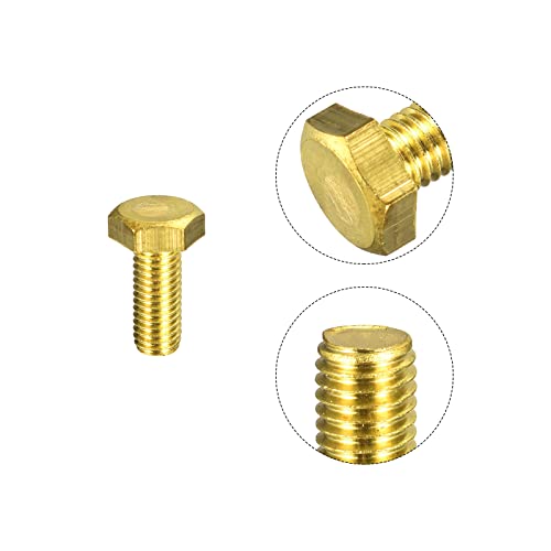 Image of uxcell Brass Hex Bolts, M10x25mm 5pcs Fully Thread Grade 4.8 Solid Brass Hexagon Head Bolt Machine Screws for Machinery