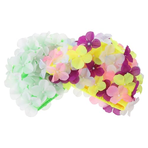 Luxshiny 2 Piezas Gorro de Baño para Mujer Flores Tridimensionales, Material de Nylon, Protección Cabello y Diseño Retro para Vacaciones y Natación