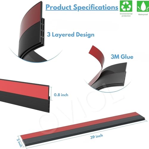 Image of OVIOL Door Bottom Sealing Strip Self-Adhesive Under Gap Filler Rubber Dust Stopper for Home Door Gap Sealing Strip Cockroach Insect Bugs Draft Stopper Waterproof (1 MTR Pack of 1, Black)