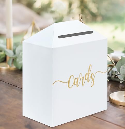 Image of SietDESEO White House Card Box for Party Diy White Money Box Gift Cards Box Holder for Birthday Wedding Baby Shower Bridal Shower Raffle Box
