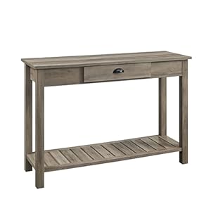 Walker Edison Rustic Wood Farmhouse Entryway Accent Table with Storage Drawer Entry Table Living Room End Table, 48 Inch, 32″ H x 48″ L x 16″ W, Grey