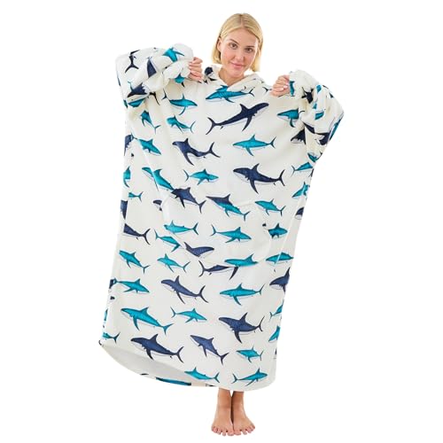 White Shark Oversized Wearable Blanket Hoodie – Budget Fleece Option