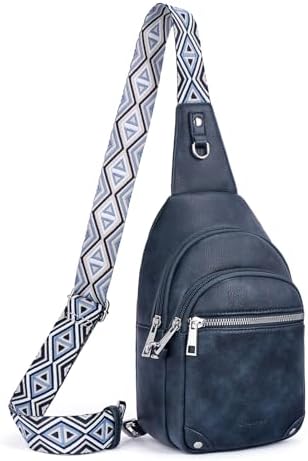 Lexiyat Damen Umhängetasche Brusttasche Sling Bag Anti-Diebstahl mit RFID Schutz aus Vegan Leder – Kleine Crossbody Schultertasche mit verstellbarem Riemen und Reißverschluss für R
